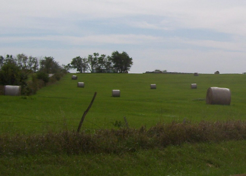 [Big bales of hay]