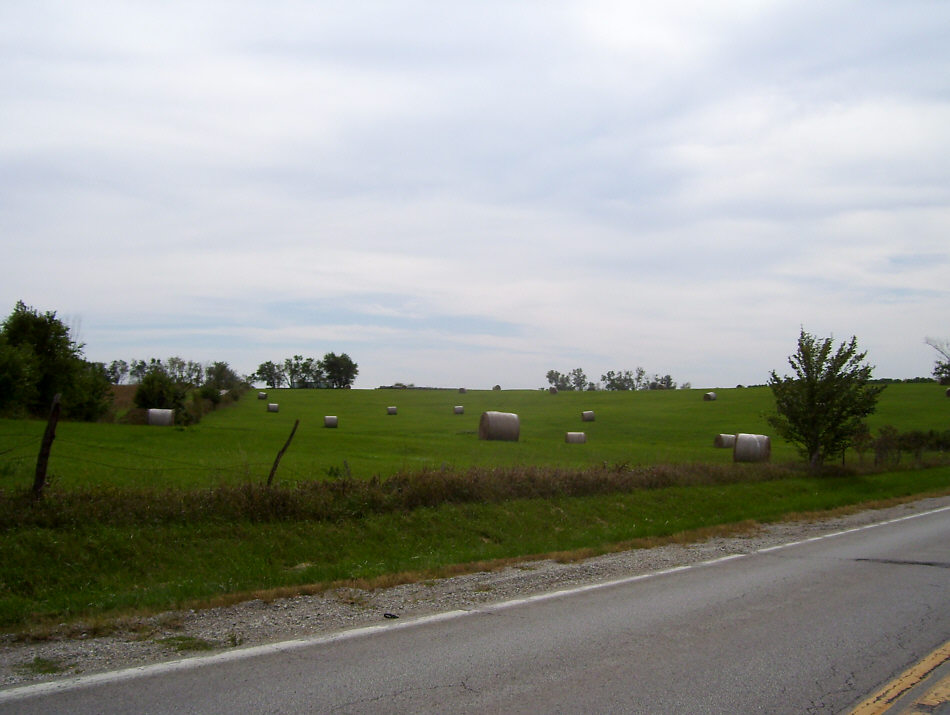 [Big bales of hay]